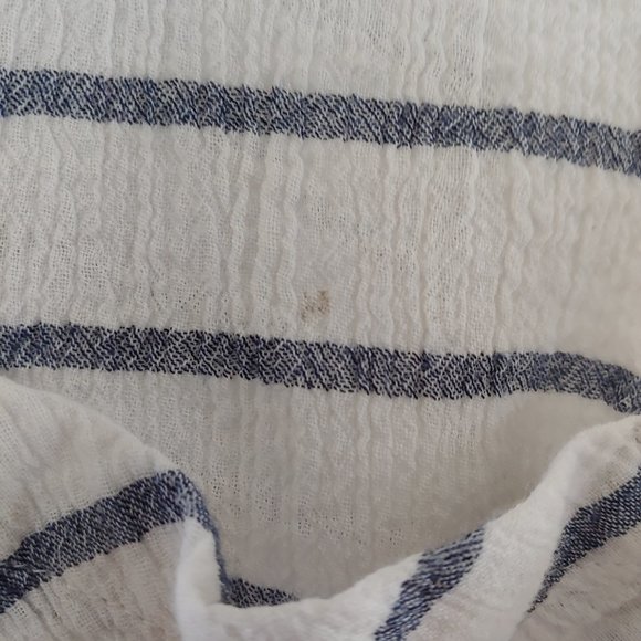 merona blue and white striped summer button-up tank top w/ pocket - Picture 6 of 7